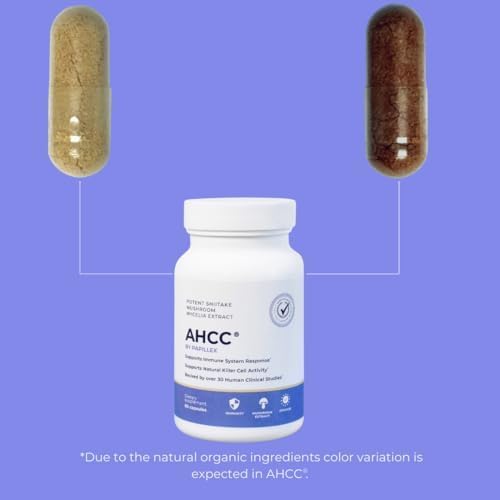 AHCC Supplement - Maximum Strength - Natural Immune Support Extract - Maintains Natural Killer Cell Activity - 20+ Human Research Studies - 60 Veggie Capsules (1 Pack)