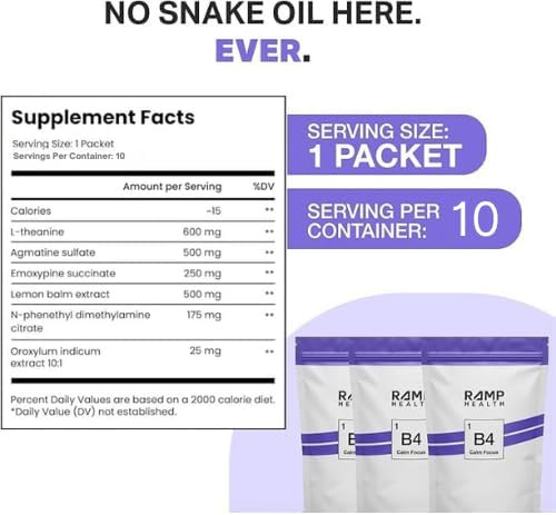 B4 - Supplement - Available in 6 Flavors - L-Theanine, Lemon Balm Extract, and More - 10 Count (10 Packets, Purple Rizz)