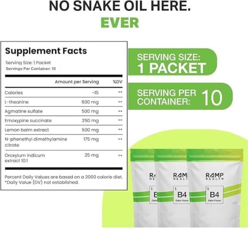 B4 - Supplement - Available in 6 Flavors - L-Theanine, Lemon Balm Extract, and More - 10 Count (10 Packets, Citrus Smooth)