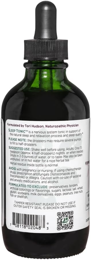 Vitanica Sleep Tonic, Natural Liquid Sleep Aid Supplement, Dr. Formulated, Relaxation and Calm Support for Adults, Stress Relief, Valerian Root, Lemon Balm, Passion Flower, Vegan, 4 Ounce