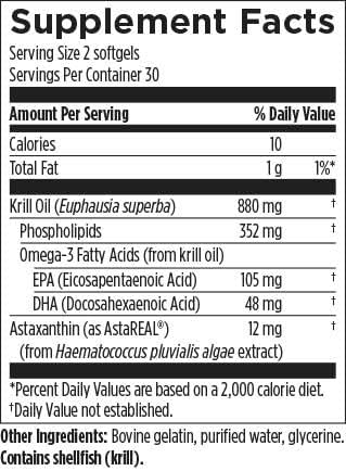 Designs for Health XanthOmega - Krill Oil with 12mg Astaxanthin - Antioxidant, Phospholipids + EPA/DHA Omega 3 - Cardiovascular, Skin + Eye Health Supplement (60 Softgels)
