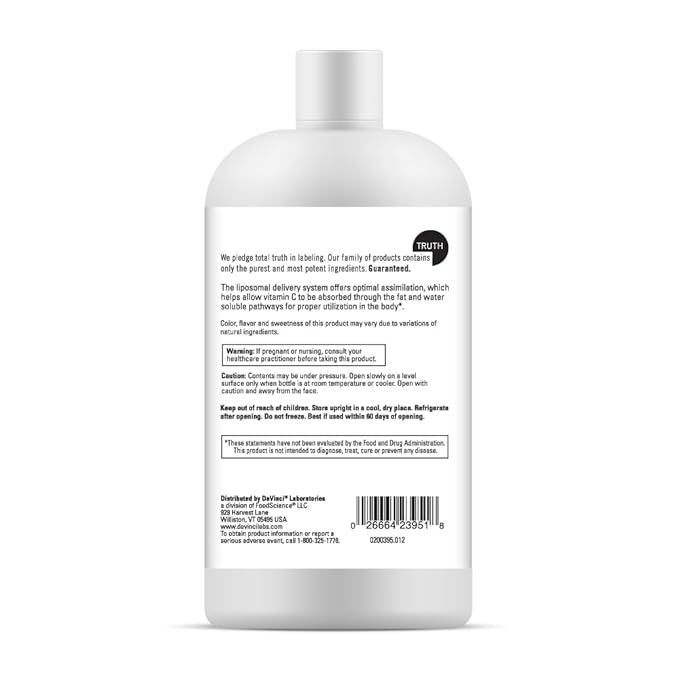 DAVINCI Labs Liposomal C - Collagen Production, Oxidative Stress & Immune Health Support - Liposomal Delivery System - Gluten Free, Vegetarian - 10.15 oz (60 Servings)