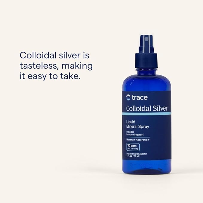 Trace Minerals Colloidal Silver Spray - Daily Mineral Supplement to Aid Effective Absorption - Supports Immune, Skeletal & Sleep Health - Super Oxygenated Supplement - 4 fl oz (About 118 Servings)