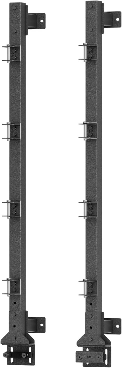 Trimmer Rack, 4 Place Heavy Duty Weedeater Rack for Walls, Open and Enclosed Trailers with Locks, Black Steel