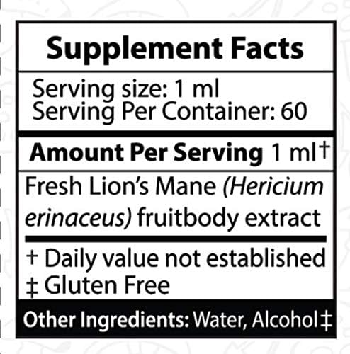 Lions Mane Dual Liquid Extract/Tincture | Organic Fruiting Bodies only | Grown in USA | Highly Concentrated | Memory, Focus, Immunity | No Grain/Filler