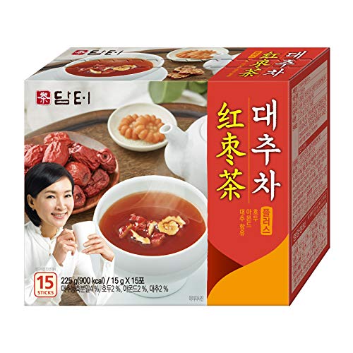 Damtuh Korean Traditional Jujube Tea, Jujube Powder, Red Date Instant Tea, 15g x 15 Count (Pack of 1)