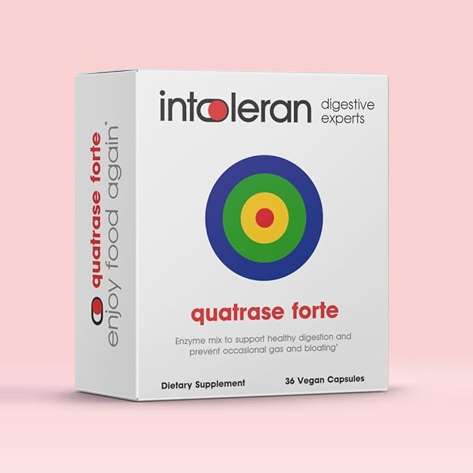 Quatrase Forte Digestive Enzymes - 36 Capsules | Highly Dosed Supplement for FODMAP Intolerance | Helps Digest Lactose and Complex Carbohydrates* | Pure & Vegan | Low FODMAP