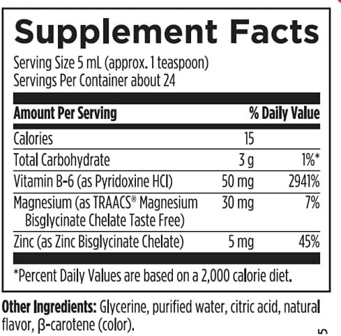 Designs for Health Vitamin B6 Liquid - 50mg B6 with Magnesium Chelate + Zinc Supplement - Absorbs Easily + Great Tasting Raspberry Flavor (24 Servings / 4 Fl Oz)