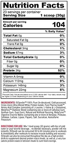 Metabolic Nutrition Whey Protein Isolate ISO PWDR Chocolate Cupcake, 1.54lb, 23 Servings, 26g Protein, Fast Digesting, Zero Carbs, Delicious Flavor, Very Low Carbs & Fat, Zero Lactose