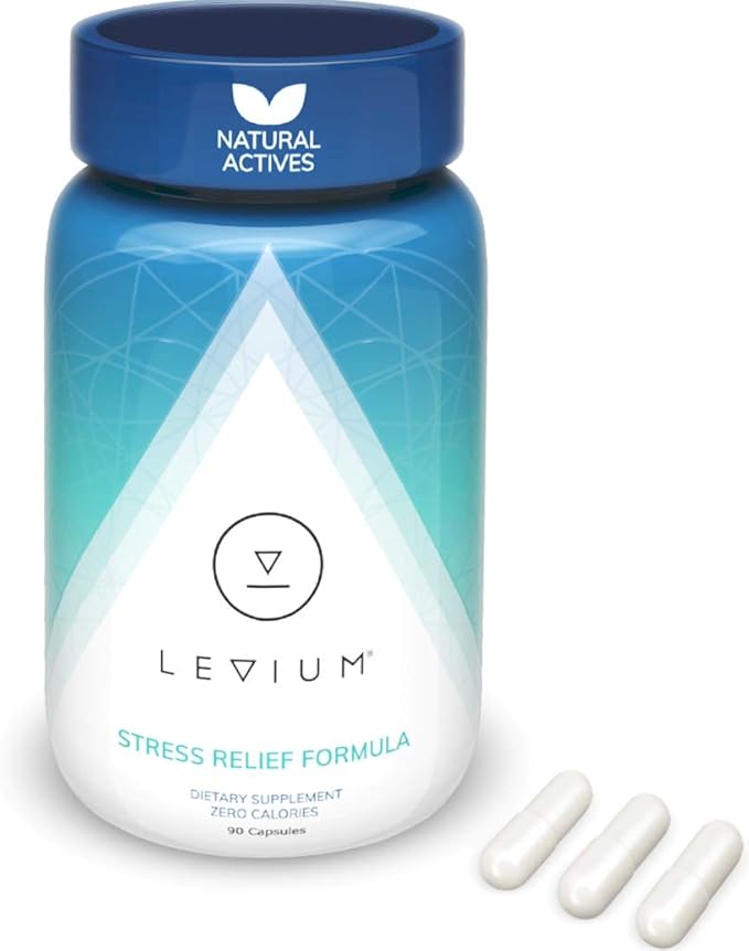 Levium Maximum Strength Stress Relief Supplement | Calm and Mood Support Supplement with KSM-66 Ashwagandha, GABA, L-Theanine, Magnesium | 90 Capsules, 30 Day Supply