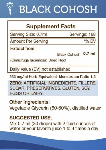 Secrets of the Tribe Black Cohosh Tincture Alcohol-Free Liquid Extract, Responsibly farmed Black Cohosh (Cimicifuga Racemosa) Dried Root (4 FL OZ)