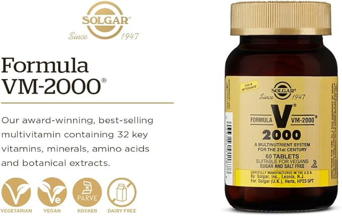 Solgar Formula VM-2000 (Multinutrient System), 180 Tablets - Premium Quality Multiple - Contains Zinc - Supports A Healthy Immune System - Vegan, Dairy Free, Kosher - 90 Servings