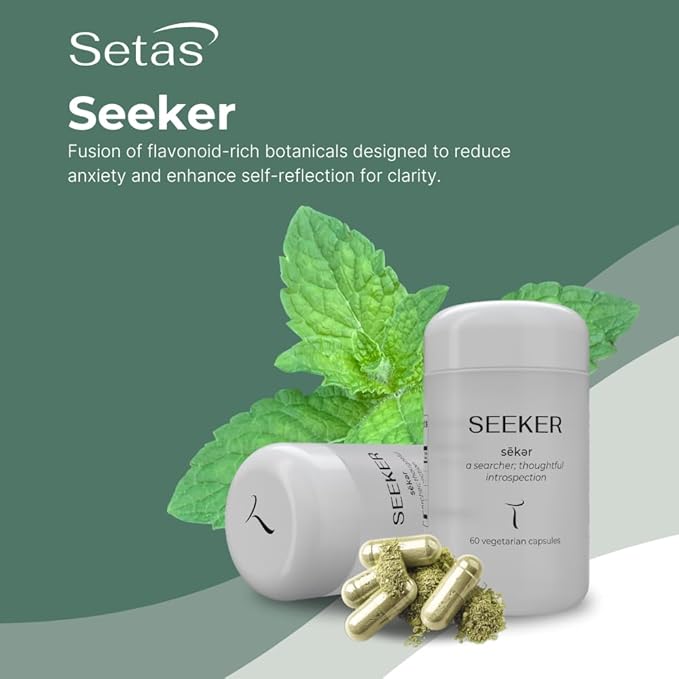 Setas Seeker Ceremony Quality Botanical Supplement Organic Motherwort, Gotu Kola, & Holy Basil to Support Deep Introspective Reflection & Self-Exploration, Vegan & Non-GMO, 60-Day Supply