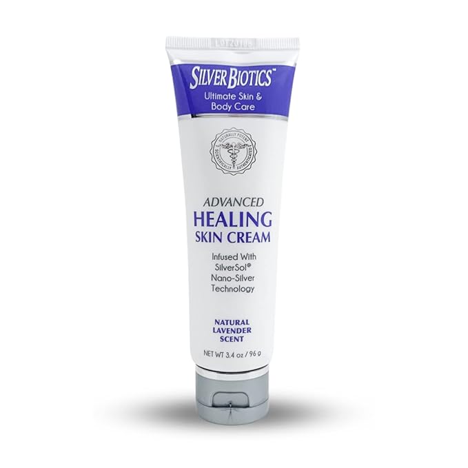 Silver Biotics Nano Silver Healing Lotion Cream Lavender Scent Infused SilverSol and Hyaluronic Acid | All Natural Ingredients to Heal, Smooth Your Skin Blemishes and Scars (3.4 oz.)