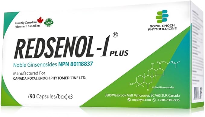 REDSENOL-1 Plus Highly Concentrated Ginseng Extract-Proprietary Formula with 20% Rare Noble Ginsenosides (Rg3, Rg5, Rh2 Supplement)-More Potent Than Traditional Red Ginseng Supplement-3 Boxes