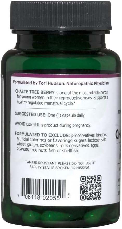 Vitanica Chaste Tree Berry Extract, Vitex Chasteberry Supplement for Women, Hormone Balance and Menstrual Cycle Support, Non-GMO, Vegan, 2 Month Supply, 60 Capsules