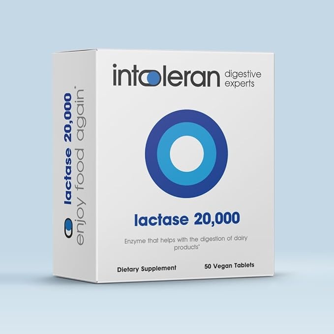 Lactase 20,000 Digestive Enzymes - 50 Scored Tablets | Supplement for Lactose Intolerance | Lactase Enzyme That Helps Digest Dairy & Lactose | Highest Dosed & Fast Acting | Pure & Vegan