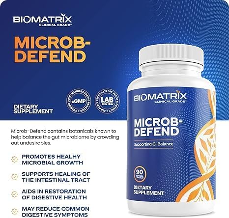 BioMatrix Oil Blend of Thyme, Oregano, Clove, Digestive Supplement for Men and Women, GI Repair Softgels | Microb-Defend (90 Capsules)
