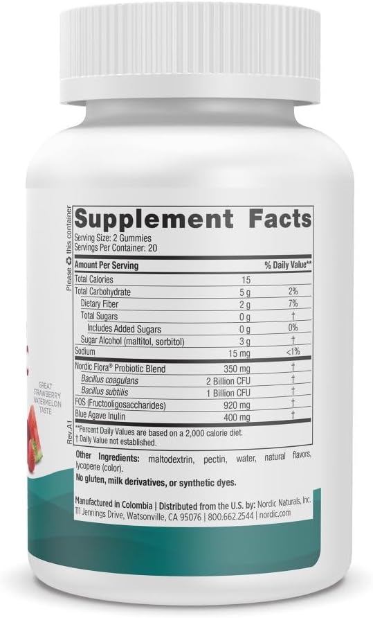 Nordic Naturals Zero Sugar Probiotic Gummies - Strawberry Watermelon Flavor - 40 Gummies - Supports Digestive Wellness & Immune Health - Non-GMO - Third Party Tested - Vegan - 20 Servings