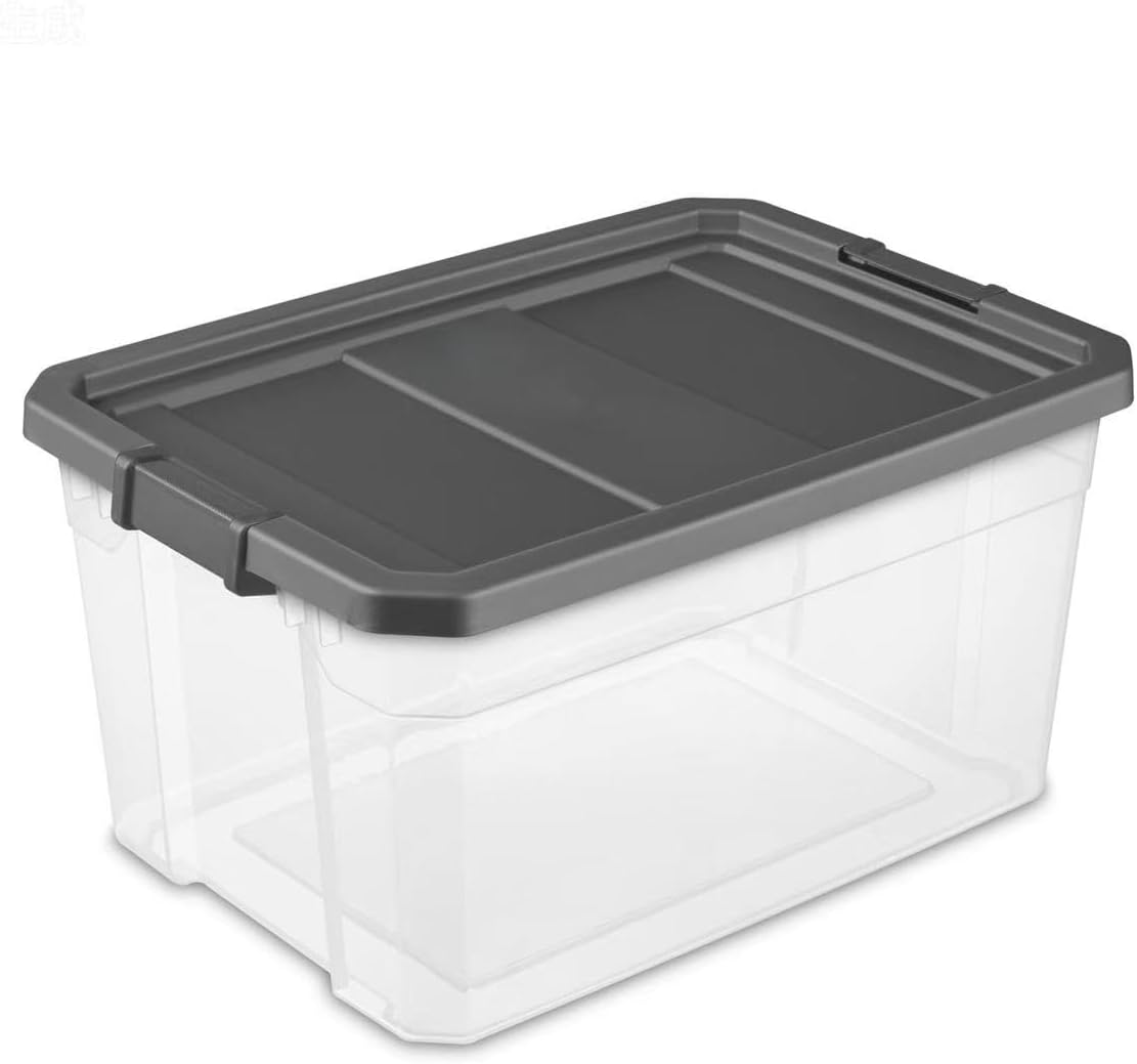 (2 Pack) 76 Quart Durable Clear Plastic Storage Bins, Storage Container with Latch Lid Dark Gray Suitable for Office,Hoilday Decor,Garage Organization.