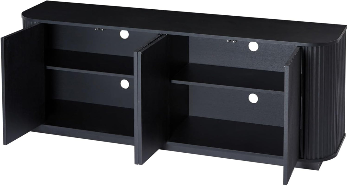 KEIKI Sideboard Storage Cabinet TV Stand, Modern Style Cabinet Organizer for Living Room, Kitchen, Entryway, 64" Wooden TV Stand for 55/60 inches TV, Black