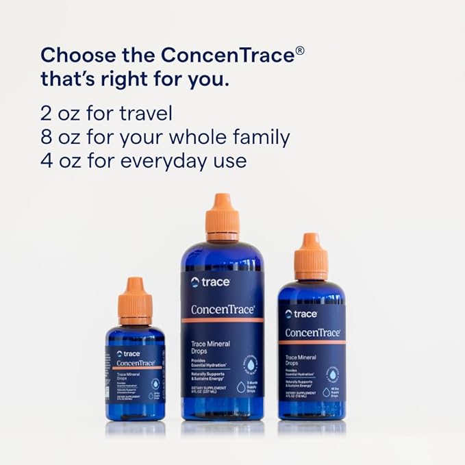Trace Minerals ConcenTrace Trace Mineral Drops - Liquid Supplement for Bone & Joint Support - Aids Hydration & Electrolyte Restoration - Unflavored, 2 fl oz (24 Servings)