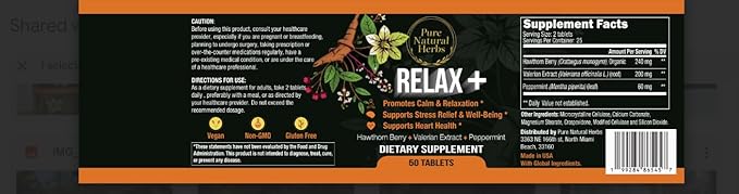 Valerian Hawthorn & Peppermint Tablets, 50 Count – Organic Hawthorne Berry & Valerian Root Herb Supplement – Vegan Non-GMO Calm Support & Peppermint Pills for Digestive Wellness