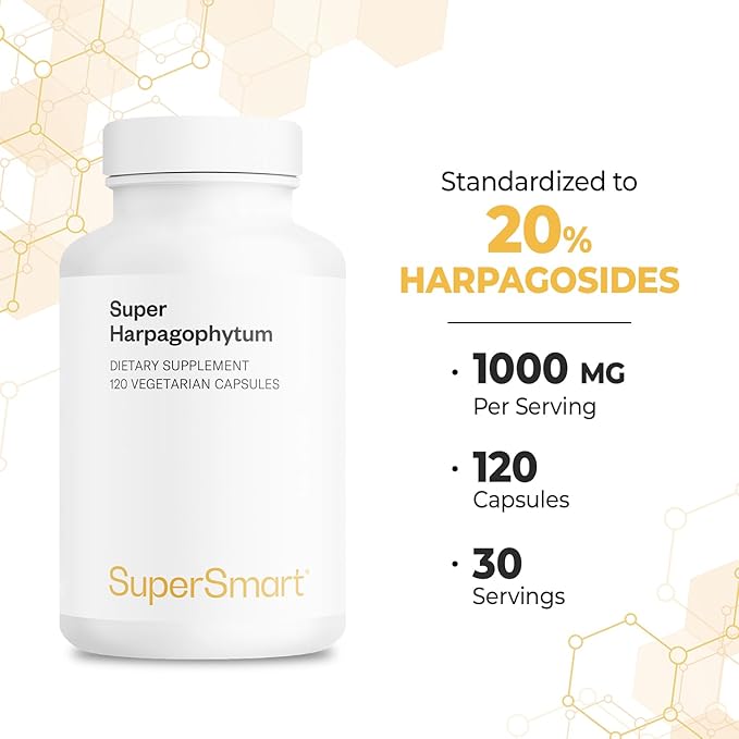 Supersmart - Super Harpagophytum 1000mg per Day (High Strength) - Devil's Claw Herbal Supplement | Non-GMO & Gluten Free - 120 Vegetarian Capsules