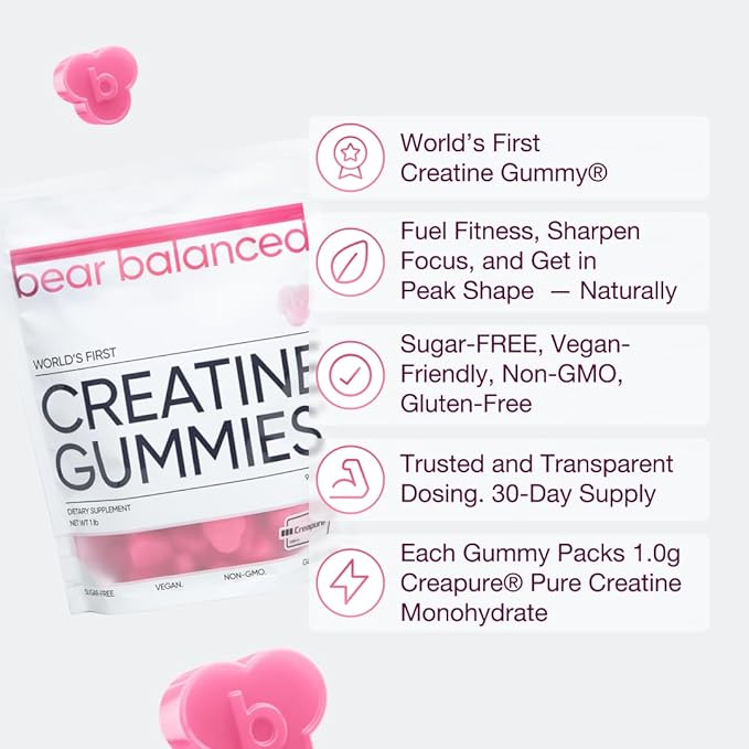 Creatine Gummies for Men & Women - Creatine Monohydrate, L-Theanine, L-Tyrosine & B12 for Muscle Growth, Strength, and Focus, Watermelon Burst, 2 Pack