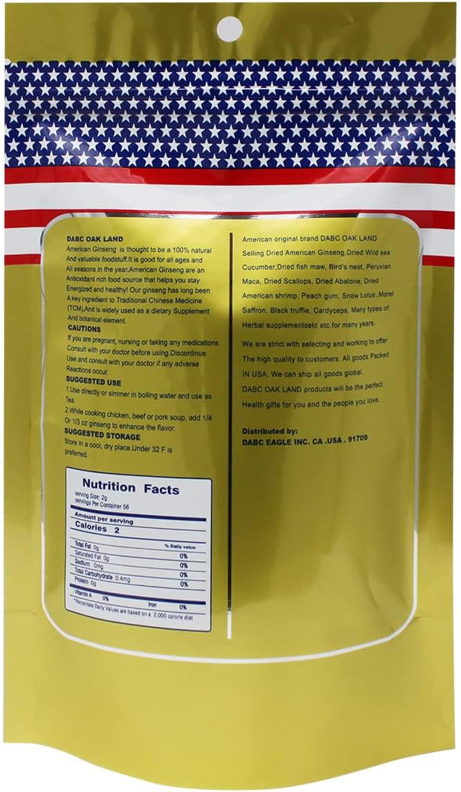 American Ginseng Slices from Wisconsin (Sliced Ginseng Root Wisconsin Grown!Most People Use It to Make Ginseng Tea! Good for Health! 花旗参片/西洋参片 (Sliced Ginseng Root) 113g/Bag
