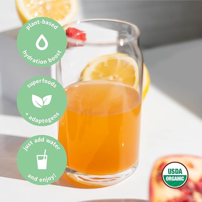 Sprout Living, Colorfuel Hydration Powder Drink Mix, Organic Superfoods + Adaptogens | Hydration & Recovery, Electrolytes, Himalayan Pink Salt, Coconut Water, Lemon Citrus Flavor (15 Stick Packs)