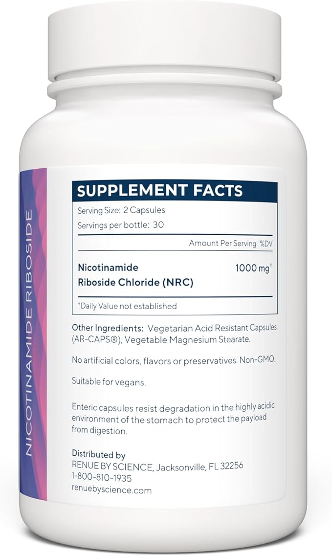 Nicotinamide Riboside | High Strength NAD Supplement | 60 Nicotinamide Enteric-Coated Capsules - 1000mg Nicotinamide Riboside per Serving | Manufactured in The USA Third-Party Tested