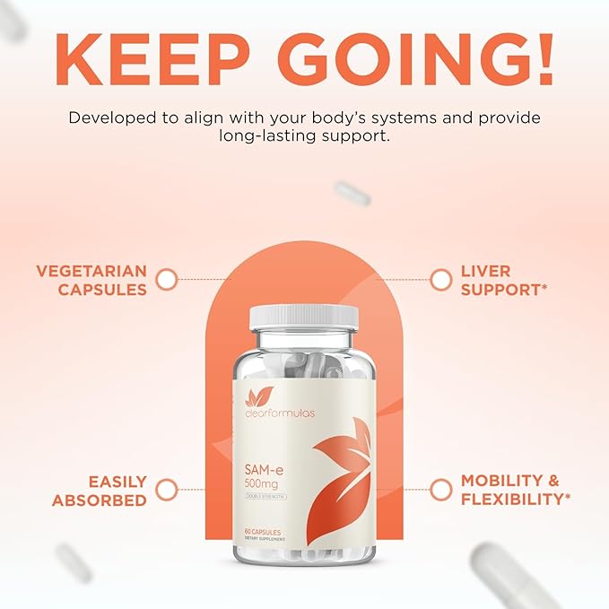 Bioactive SAM-e 500mg - High Strength SAM-e Supplement with Biologically Active S,S Form for Liver and Mood Support - Vegan Non-GMO Preservative Free - Made in The US (60 Servings)