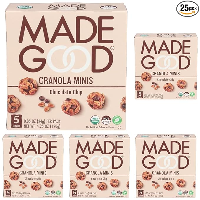 MadeGood Organic Chocolate Chip Granola Minis, 5ct x 0.85oz (Pack of 5)