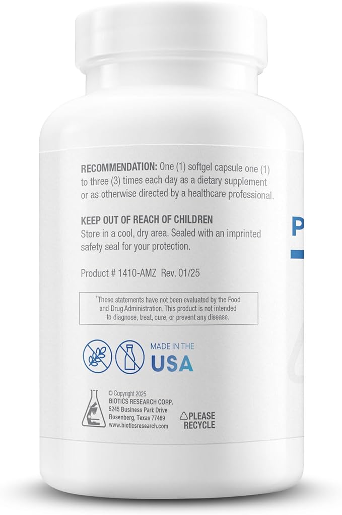 Biotics Research Phosphatidylcholine 420 mg/softgel, Healthy Cognitive Function, Derived from Lecithin, Contains Choline for Neurotransmitter Acetylcholine, 100 Servings