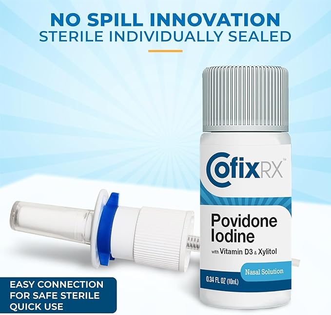 Nasal Cleanse Solution Spray, Povidone Iodine with Vitamin D3 & Xylitol, Cleans Nasopharynx, Cold & Allergy Releif, Laboratory Tested Patented Formula, Fast Acting and Long Lasting, Two Pack