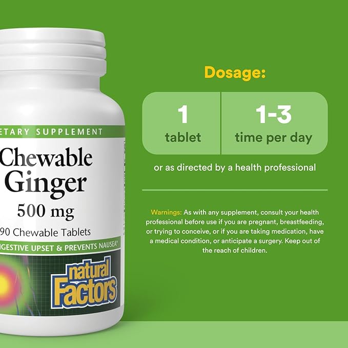 Natural Factors Chewable Ginger 500Mg, 90 CT