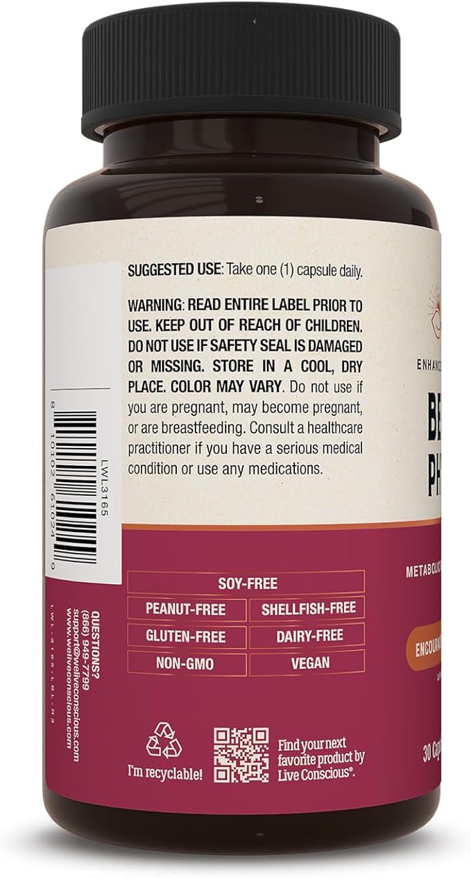 Live Conscious Berberine Phytosome - Advanced & Bioavailable Berberine Formula, Optimal Energy, Metabolic Health & Weight Management - 30 Servings