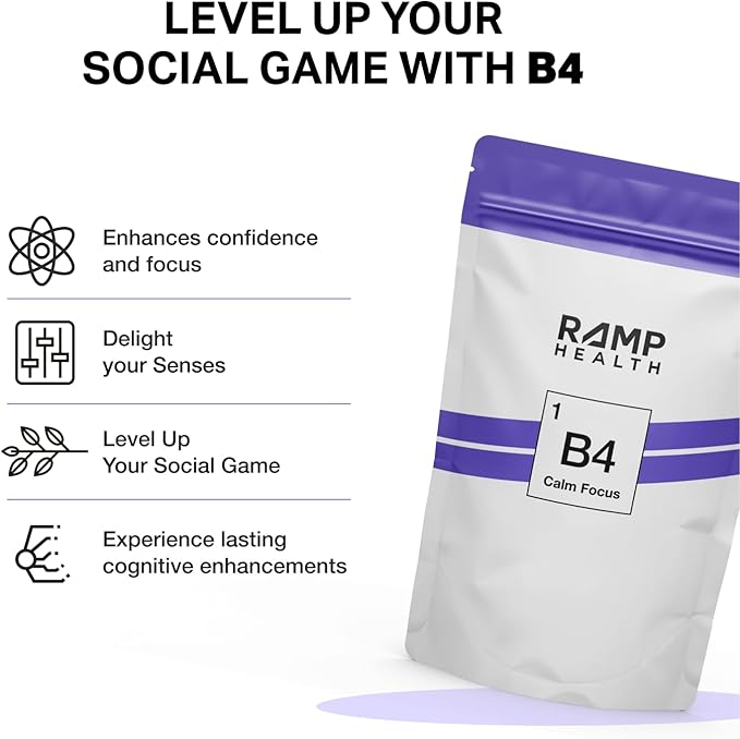 B4 - Supplement - Available in 6 Flavors - L-Theanine, Lemon Balm Extract, and More - 10 Count (10 Packets, Purple Rizz)