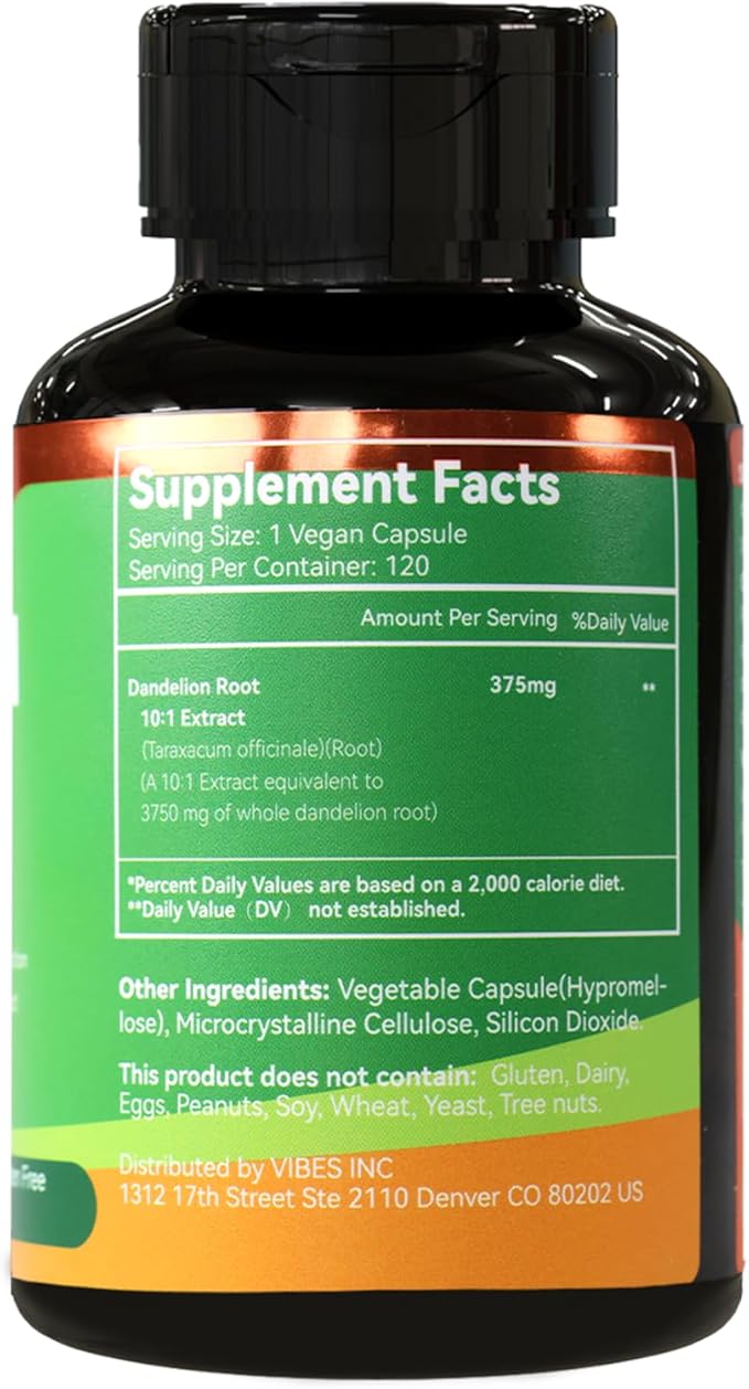 DDIATMOON Dandelion Root Supplement 3750mg, 100% Vegetarian, Non-GMO, Gluten Free, 240 Capsules, 8 Month Supply