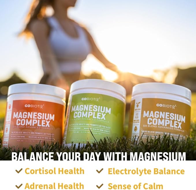 GoBiotix Magnesium Glycinate Powder – Cortisol Supplements for Women and Men – High Absorption Magnesium Complex Calm Supplement with Citrate, Malate – Sugar Free – 420 mg, 60 Servings - Honey Citrus