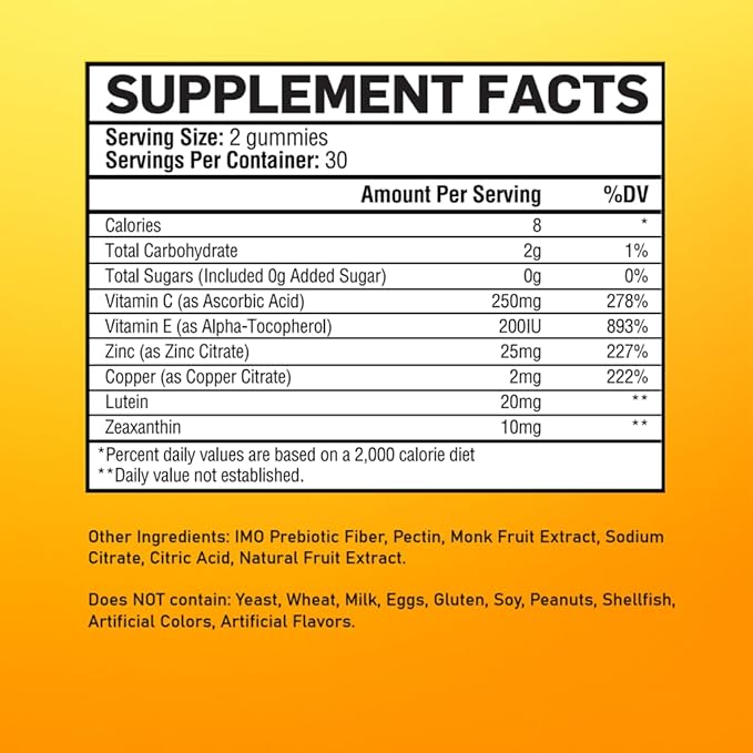 Lutein & Zeaxanthin Gummies – Eye Vitamins for Adults 50+ & Seniors – Eye Health Supplements for Over 50 Adults – Luteina y Zeaxantina para Los Ojos – 30 Chewable Gummy