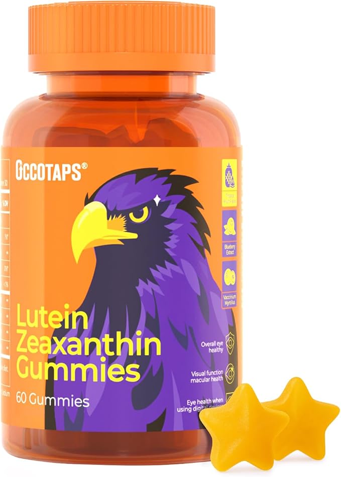 Lutein & Zeaxanthin Gummies - 20mg Lutein + Bilberry, No Sugar, Blue Light Support - Ideal for Dry Eyes & Daily Eye Wellness,60count