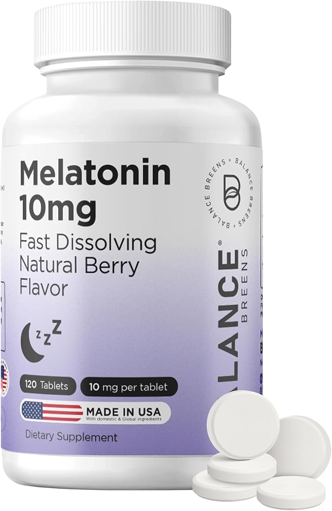 Balancebreens Melatonin 10mg Fast-Dissolve, 120 Tablets ā Natural Sleep Aid for Restful Nights, Drug-Free Support for Relaxation and Tranquility