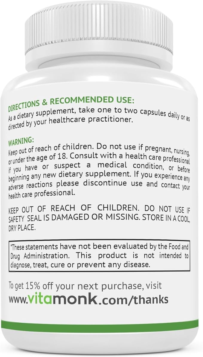 VitaMonk FenuTrax™ Fenugreek Extract Powerful 50% Fenugreek Seed Extract Standardized for Fenuside - High Furostanol Glycoside and Saponin Content When Compared to Testofen - 60 Capsules