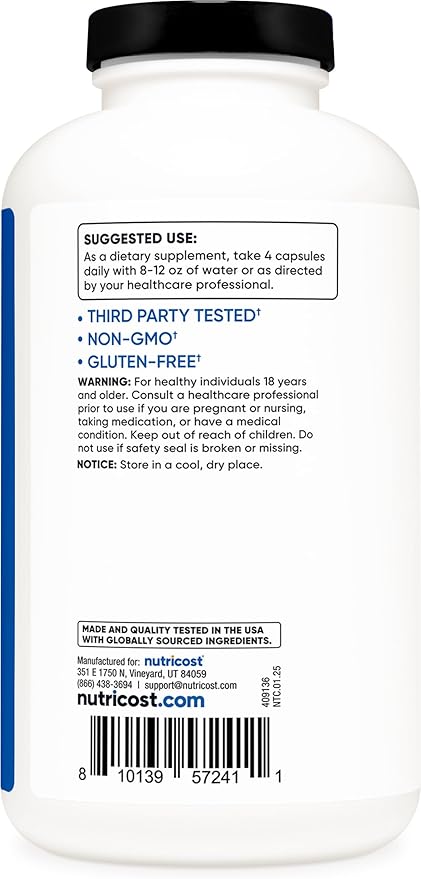 Nutricost Micronized Creatine Monohydrate 3,000mg 500 Capsules, 125 Servings, 750mg of Creatine Monohydrate Per Capsule