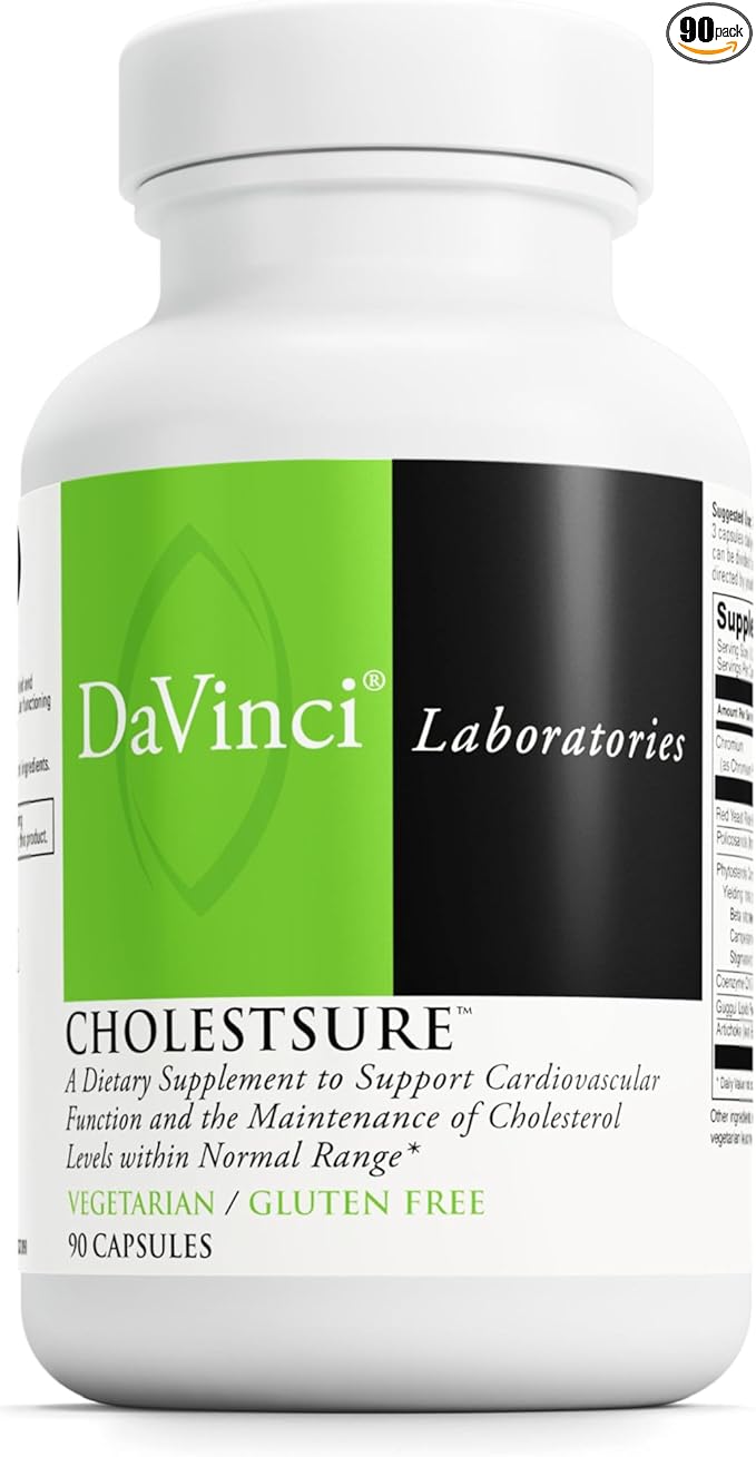 DAVINCI Labs CholestSure Supplement - Supports Cardiovascular Function, Helps Maintain Healthy Cholesterol Levels in a Normal Range* - Gluten-Free - 30-Day Supply - 90 Vegetarian Capsules