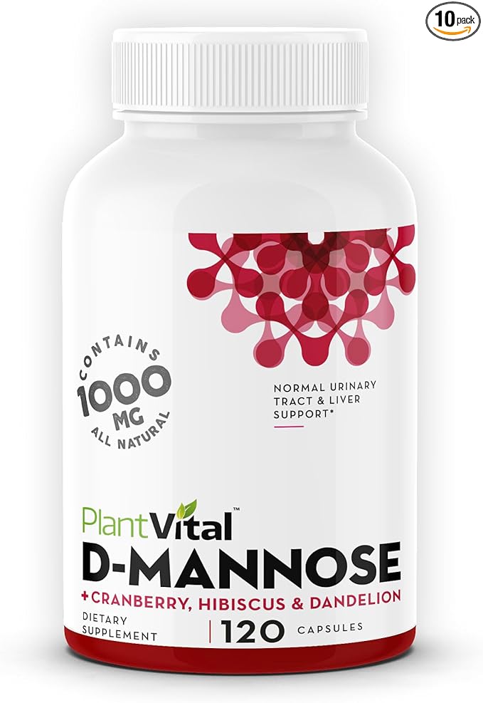 Plantvital D Mannose Capsules with Cranberry - D-mannose 1000mg Capsules - High Potency for Bladder, Kidney and Urinary Tract Support. Cranberry Powder with Hibiscus and Dandelion. 2 Months Supply