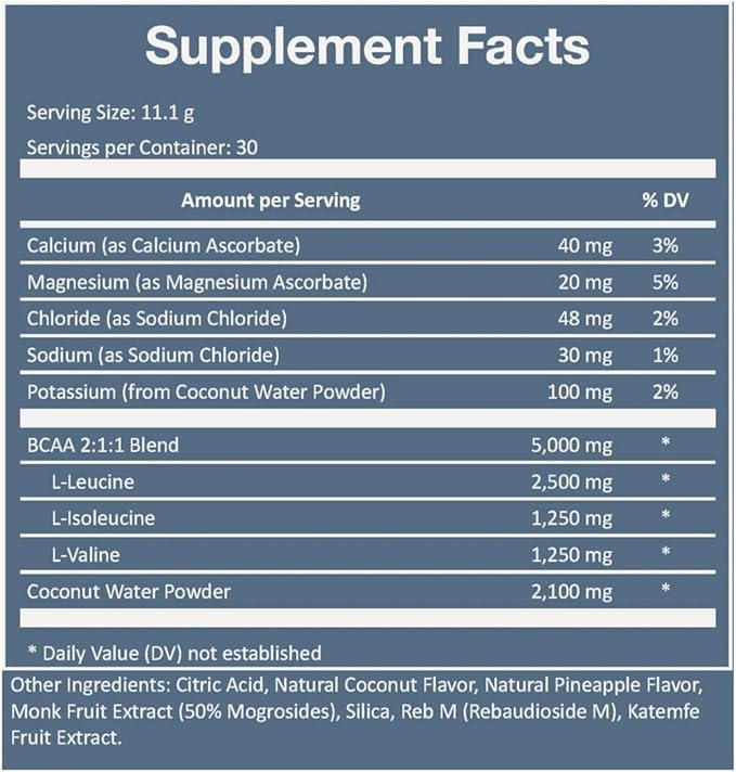 Rookie Wellness Recovery BCAA - Electrolyte and BCAA Powder with 5 g of Branched Chain Amino Acids for Muscle Recovery, Electrolytes for Hydration, & Only 10 Calories (30 Servings, Watermelon Lime)