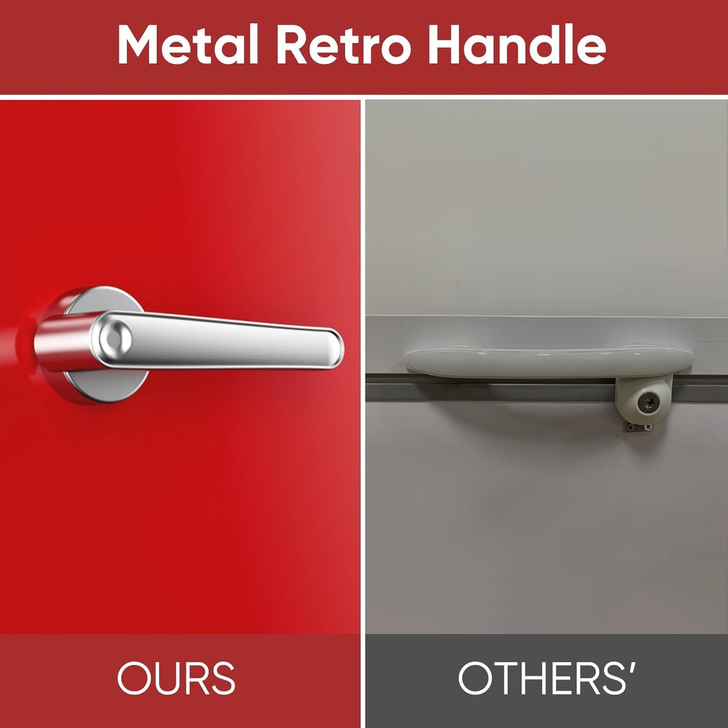 Upstreman 3.2 Cu.Ft Retro Mini Fridge with Bottle Opener, Energy Saving, Adjustable Thermostat, Metal Handle, LED Lamp, Mini Refrigerator for Bedroom, Office, Dorm-BR321 PRO (Red)